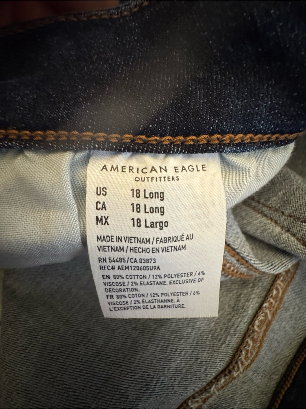 American Eagle Outfitters Size 18Long Women’s Curvy Skinny Kick Jeans High Rise - Picture 8 of 9